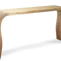 Elegantna krivulja konzolne mizice bi lahko bila tudi sodobna. 
Shimu.