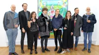 Miran Bratuš, Gregor Žitko, Ana Cizej, Špela Volčič, Katarina Spacal, Nežka Zamar, Klemen Brun in vodja galerije Vladimir Bačič (z leve 
proti desni), manjka Luka Širok.