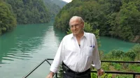 Saša Vuga na terasi domače hiše, Most na Soči, 31. avgust 2014