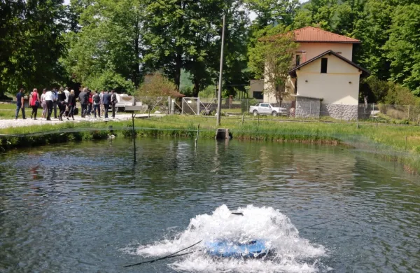 V pritličju hiše v ribogojnici bo      multimedijska predstavitev življa v 
Soči. 