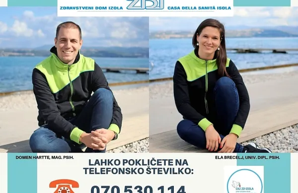 Domen Hartte in Ela Brecelj sta na voljo s psihološkimi nasveti in 
spodbudnimi besedami. 