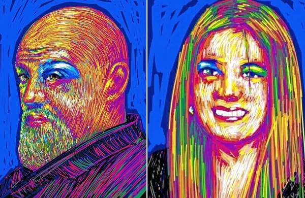 Avtoportret Ganija Llalloshija in njegova portretiranka Ira Niero 
Marušič