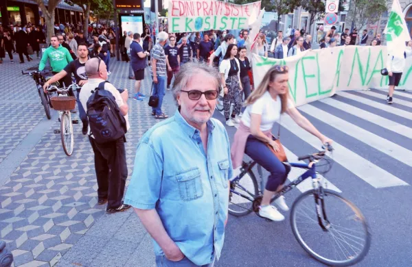 Vinko Möderndorfer prejšnji petek na protestu v Ljubljani 