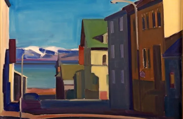 Naslovnico vileniške antologije islandske književnosti bo krasila  ulica Klapparstígur v Reykjaviku, kakor jo je leta 1983 
naslikala Louisa Matthíasdóttir (1917-2000).