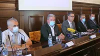   Z leve: ankaranski župan Gregor Strmčnik, okoljski minister 
Andrej Vizjak ter koprski in piranski župan Aleš Bržan in Đenio 
Zadković