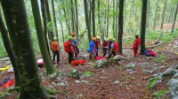 Pri reševanju 21-letnega gozdarja na Sužiški planini je sodelovalo 
17 pripadnikov GRS Tolmin.