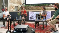 Direktor Kina Šiška Simon Kardum (levo), direktorica festivala 
Kino Otok - Isola Cinema Tanja Hladnik in Iztok Novak Easy, 
glasbenik,  vodja festivala Poletje z biseri in voditelj na  Radiu 
Koper, so v pogovoru z Borutom Jermanom razkrili    preživetvene 
ukrepe svojih kulturnih projektov.