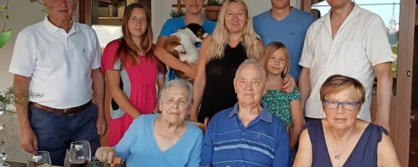 Marjan Pribac je svoj 95. in 75. rojstni dan praznoval le v krogu ožje družine, saj je veliko slavje v Novi vasi nad Dragonjo 
žal “odnesel” novi koronavirus.