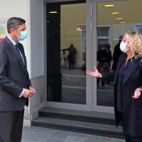 Predsednik republike Borut Pahor in direktorica koprskega gledališča Katja Pegan 