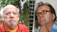 Na odločitev komisije, da Kocjančičevo nagrado posmrtno prejme  
Bert Pribac (levo), se je pritožil drugi nominiranec Franjo Frančič 
(desno). 

  