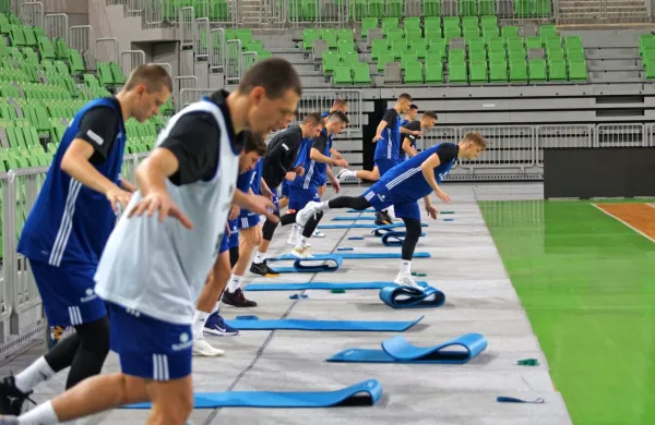 Utrinek s priprav košarkarske reprezentance v Stožicah.