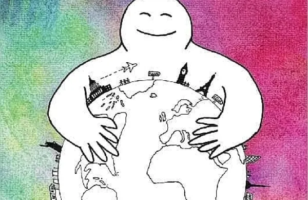 Logotip akcije sežanske osnovne šole Objemimo svet s koraki je 
narisal učenec Žak Samsa. 