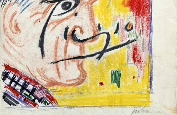 Pilonova upodobitev  Pabla Picassa, ilustracija za avtobiografijo 
Na robu