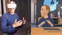 Resnični Mark Zuckerberg in njegov avatar v virtualni konferenčni sobi