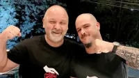 Alen Lilić (levo) in kolesar Luka Mezgec po okrevanju
