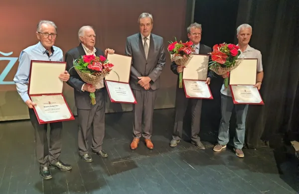 Bojan Podgoršek, Pavel Skrinjar, župan David Škabar, Srečko Rože 
in Jordan Guštin.