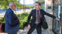 Sergej Racman  je  po desetih mesecih  pripora včeraj na sojenje prišel  s prostosti, brez spremstva pravosodnih  policistov (ob njem  je 
odvetnik Janez Koščak).
