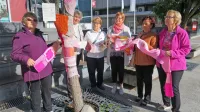 Skupina žena, ki je prebolela različne rake, rožnati oktober in 
preventivno osveščanje že pet let začenja z odevanjem dreves v 
rožnate pletenine. 