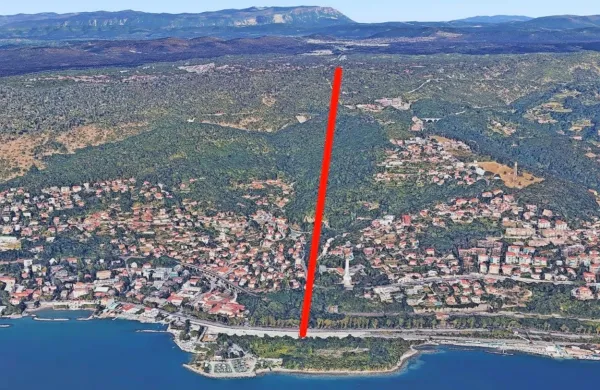 Trasa zračne povezave med Opčinami in Barkovljami.