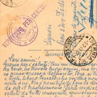 

 Razglednica Franceta Bevka iz internacije v Iserniji leta 1941. 
Interniranci so morali pisati v italijanščini, vsebina pa je šla skozi 
strogo cenzuro.