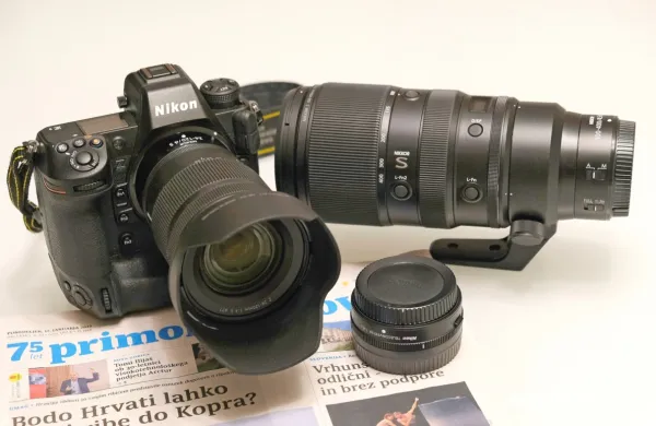 Nikon Z9, objektiv  24-120, 100-400, ter konverter 1,4-krat