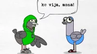 O izolskem slengu spregovorijo Izolani in  “odpičena” animirana goloba, ki ju je narisala 14-letna Mina. 