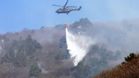 Večji vojaški helikopter cougar (na fotografiji) je pri gašenju 
pomagal v ponedeljek, v nedeljo in danes pa manjši  bell.