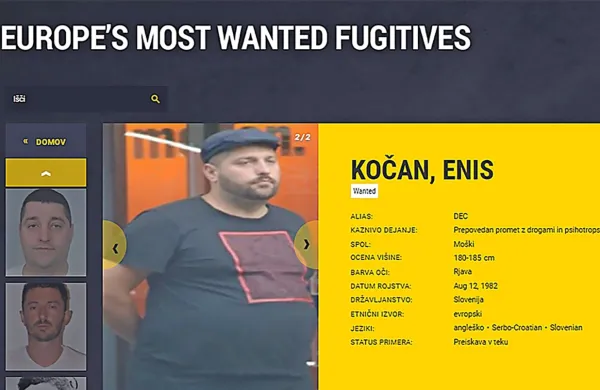 Enis  Kočan  se  je    znašel  tudi  na  seznamu   najbolj  iskanih    v  
Evropi.  