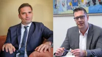 Novogoriškemu županu Klemnu Miklaviču (levo) so občani prisodili  oceno 2,64, koprski župan Aleš Bržan pa je letos  med vsemi 
slovenskimi župani mestnih občin dosegel največji skok navzgor. 
Izboljšal se je za 0,4 ocene, na oceno 3,33. 