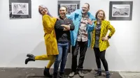   V galeriji Tir na Mostovni  spet sodelujejo (z leve) Nina Bric,  Dejan Gregorič, David Verlič  in Ana Geršak. 