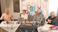 V prvem delu Foruma Tomizza v Kopru je Irena Urbič  gostila (z desne) pesnika in filozofa Iztoka Osojnika, 
pisateljico Noro Verde ter novinarja in zgodovinarja, nenazadnje predstavnika italijanske manjšine,  
Stefana Luso.