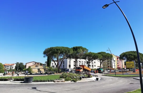 Novo krožišče je nesorazmerno veliko glede na ostala krožišča v mestu. Široko je 44 metrov, širše je le še 
tisto  pri hitri cesti, ki ima  81 metrov.  