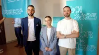 Avtorji zmagovalne rešitve (z leve): Michele Pastore, Giulia Bardelli 
in Andrea Guccini iz Studia But  Maybe iz Bologne.