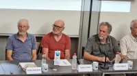 Z leve nekdanji vodilni v Obalni sindikalni organizaciji -  KS 90: Ciril 
Mezek, Boris Mazalin, Marij Černe, Euro Brozič in Peter Majcen.