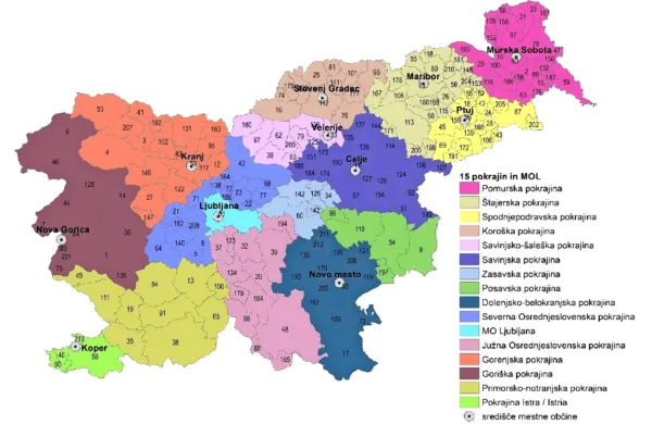 Poslanci so dobili predlog členitve Slovenije na 15 pokrajin in 
Mestno občino Ljubljana.
