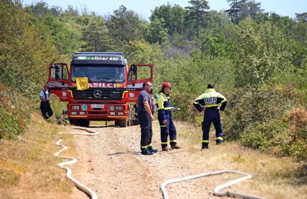 Gasilci so včeraj čistili robove požarišča in jih zalivali z vodo.