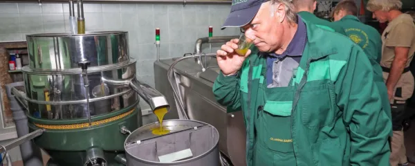 Sandi Babič je v minulih dneh uravnaval stroje v domači oljarni v Babičih.