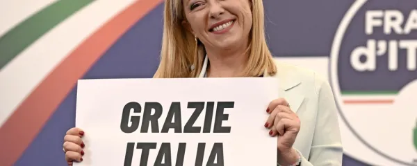 Giorgia Meloni neposredno po nedeljski zmagi na parlamentarnih 
volitvah v Italiji.