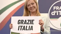 Giorgia Meloni neposredno po nedeljski zmagi na parlamentarnih 
volitvah v Italiji.
