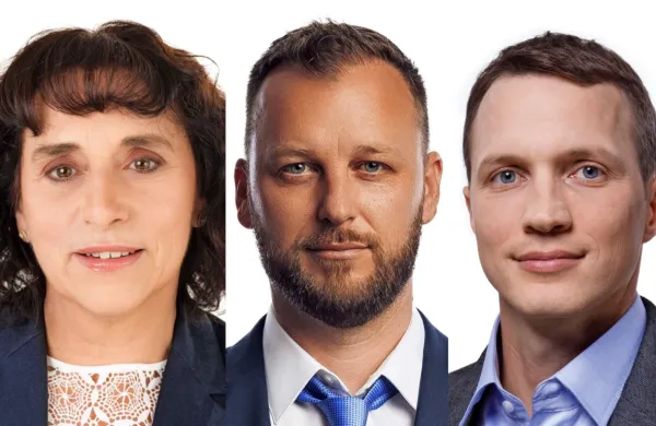 Aktualna županja Alenka Štrucl Dovgan z dvema izzivalcema