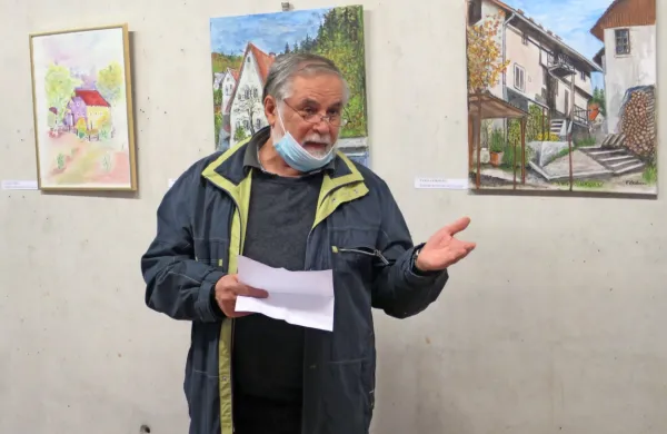 Slikar Nande Rupnik v podzemni galeriji sv. Barbare, ki jo je 
prostovoljno vodil kar 16 let.