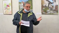 Slikar Nande Rupnik v podzemni galeriji sv. Barbare, ki jo je 
prostovoljno vodil kar 16 let.