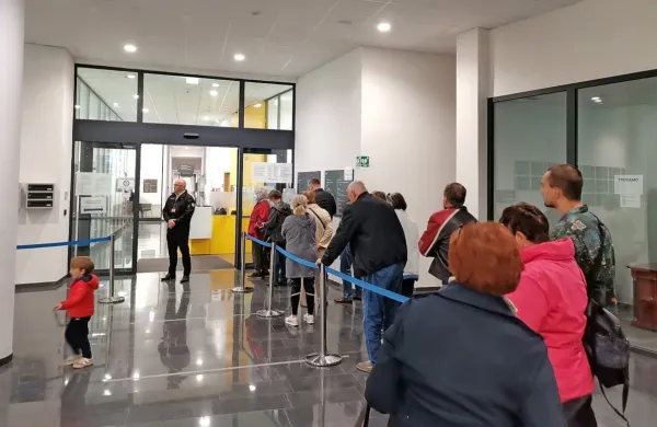 Takšna vrsta je bila včeraj dopoldne na predčasnem glasovanju v Kopru.  