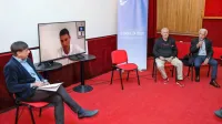 Torkovega soočenja so se udeležili: (z desne)  Milan Bogatič, Mitja 
Kobal in Vasilij Žbogar na daljavo.   