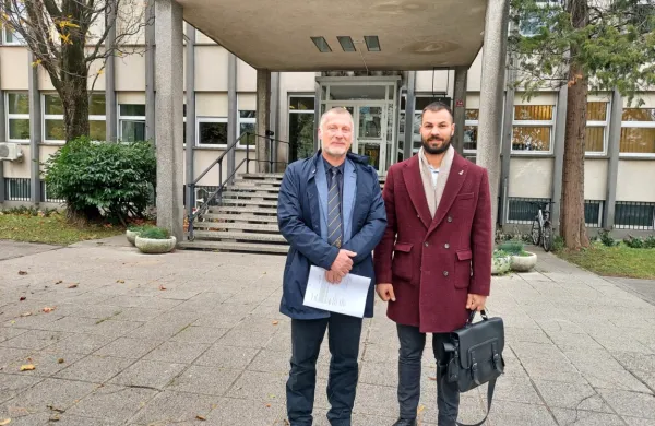 Rektor Boštjan Golob (levo) in direktor občinske uprave Martin Čibej.