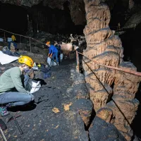 Očiščenje Divaške jame (na fotografiji nalaganje leša v vreče) je 
pomemben prispevek k varstvu narave in  ohranjanju kraških 
pojavov. 