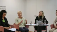  Novinarje so nagovorili (z leve)  Romana Kačič, Marjetica Potrč, Mara Ambrožič Verderber in Matic  Bukovac. 