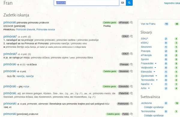 Z nekaj kliki na spletni strani fran.si hitro in brezplačno  spoznamo besedo, ki nas zanima.  