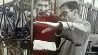 Pier Paolo Pasolini (desno) z igralcem Francom Cittijem na 
snemanju filma Accattone (Berač) leta 1961; z razstave Slovenske 
kinoteke v Idriji.