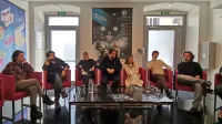 Koprsko Lepo Vido so predstavili (z leve) Anja Drnovšek, Blaž 
Popovski, Rok Matek, Marjan Nećak, Staša Prah, Klemen Janežič in 
Danijel Malalan. 